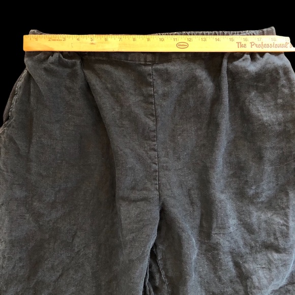 FLAX LINEN Lagenlook Black Cropped Pants with Pockets - Picture 9 of 11